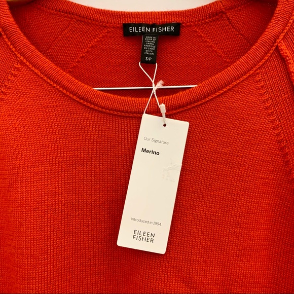 NWT Eileen Fisher Lava Red Bateau Neck Tunic Sz S - Picture 2 of 7